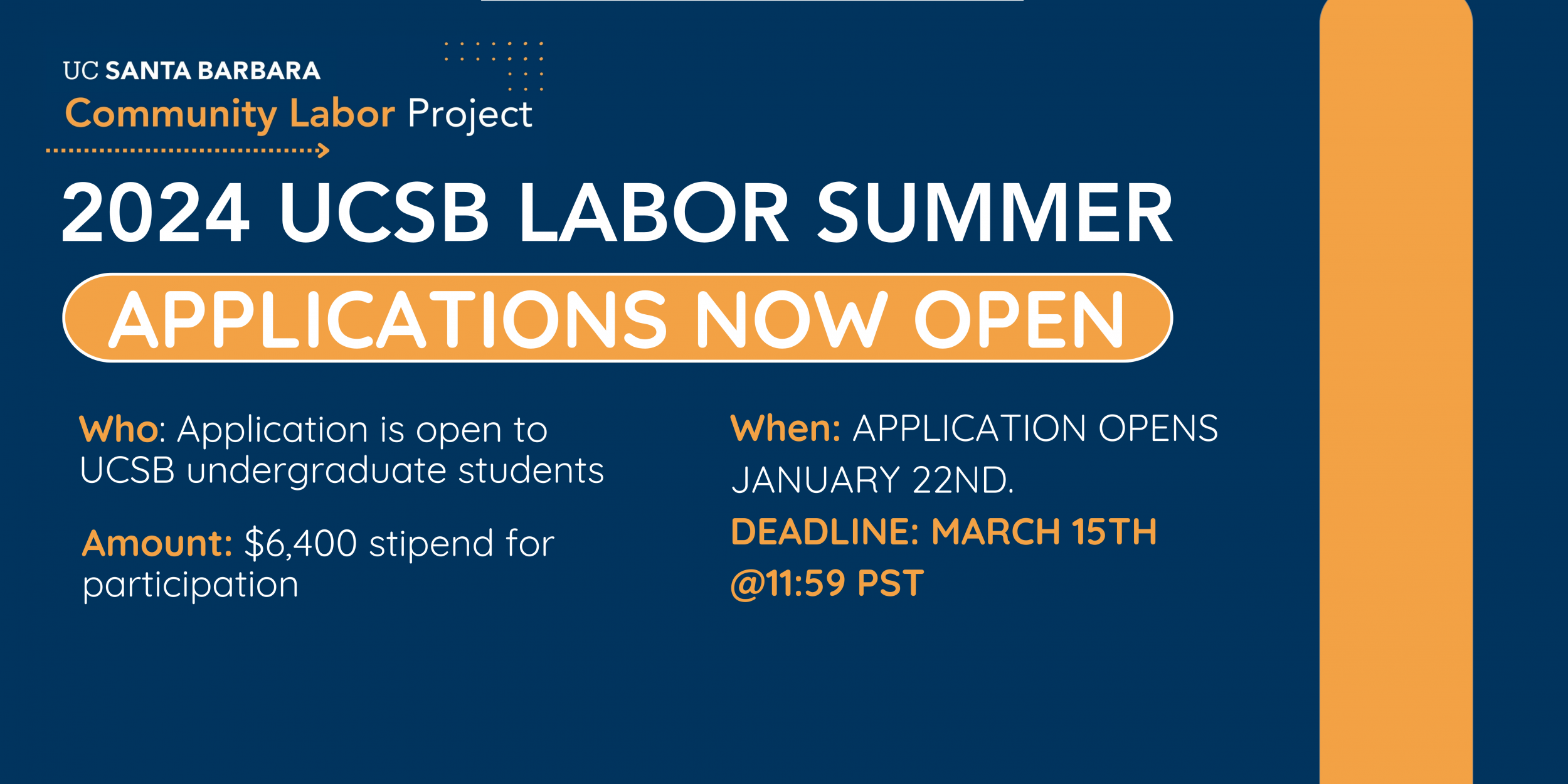 2024 UCSB Labor Summer Applications Now OPEN! Deadline to submit is